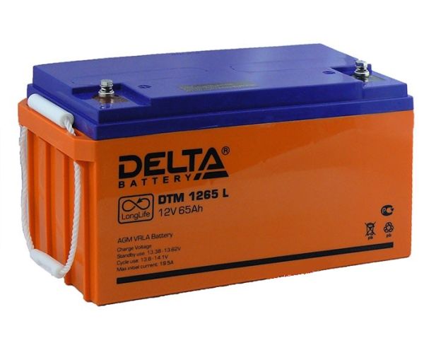 Аккумулятор для ИБП Delta Battery DTM 1265 L 65А/ч-12V для UPS EN болт прямая - 350x167x179