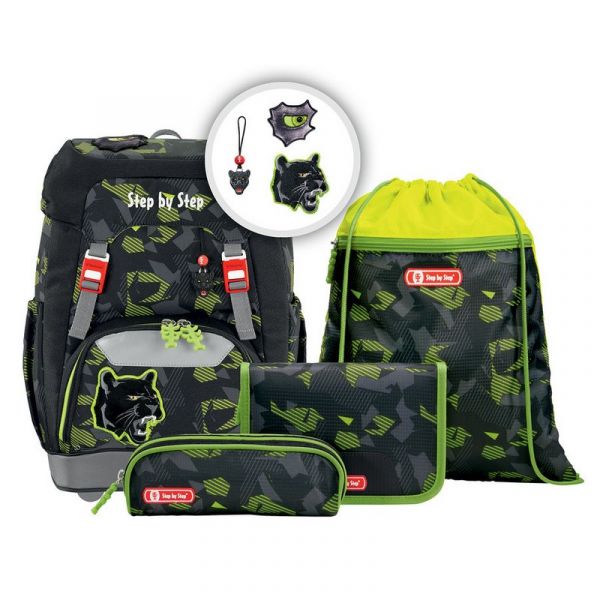 Ранец Step by step Grade Black Cat 4 предмета черный